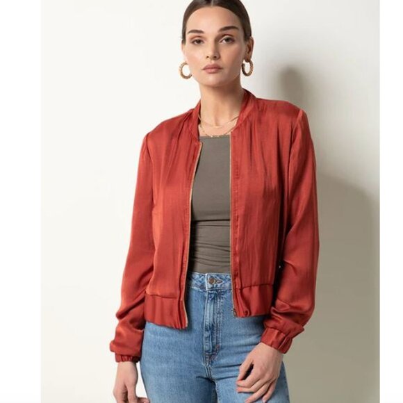 Tart Collections Silky Chili Oil Bomber Jacket NWOT - Picture 1 of 11